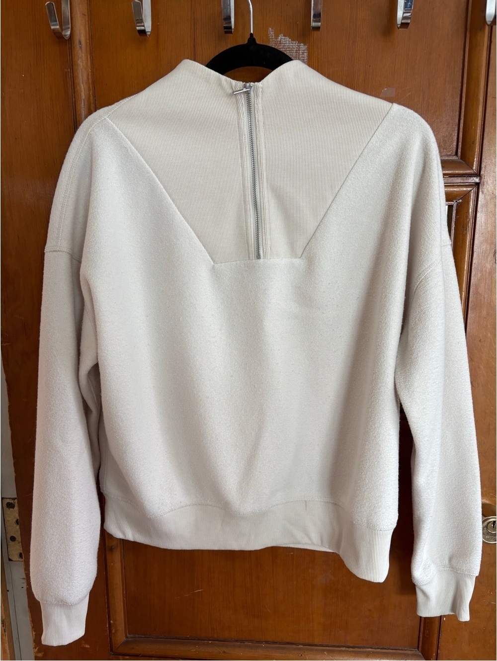Zella Women’s Ivory Fleece Quarter Zip Mock Neck Pullover Sweatshirt S